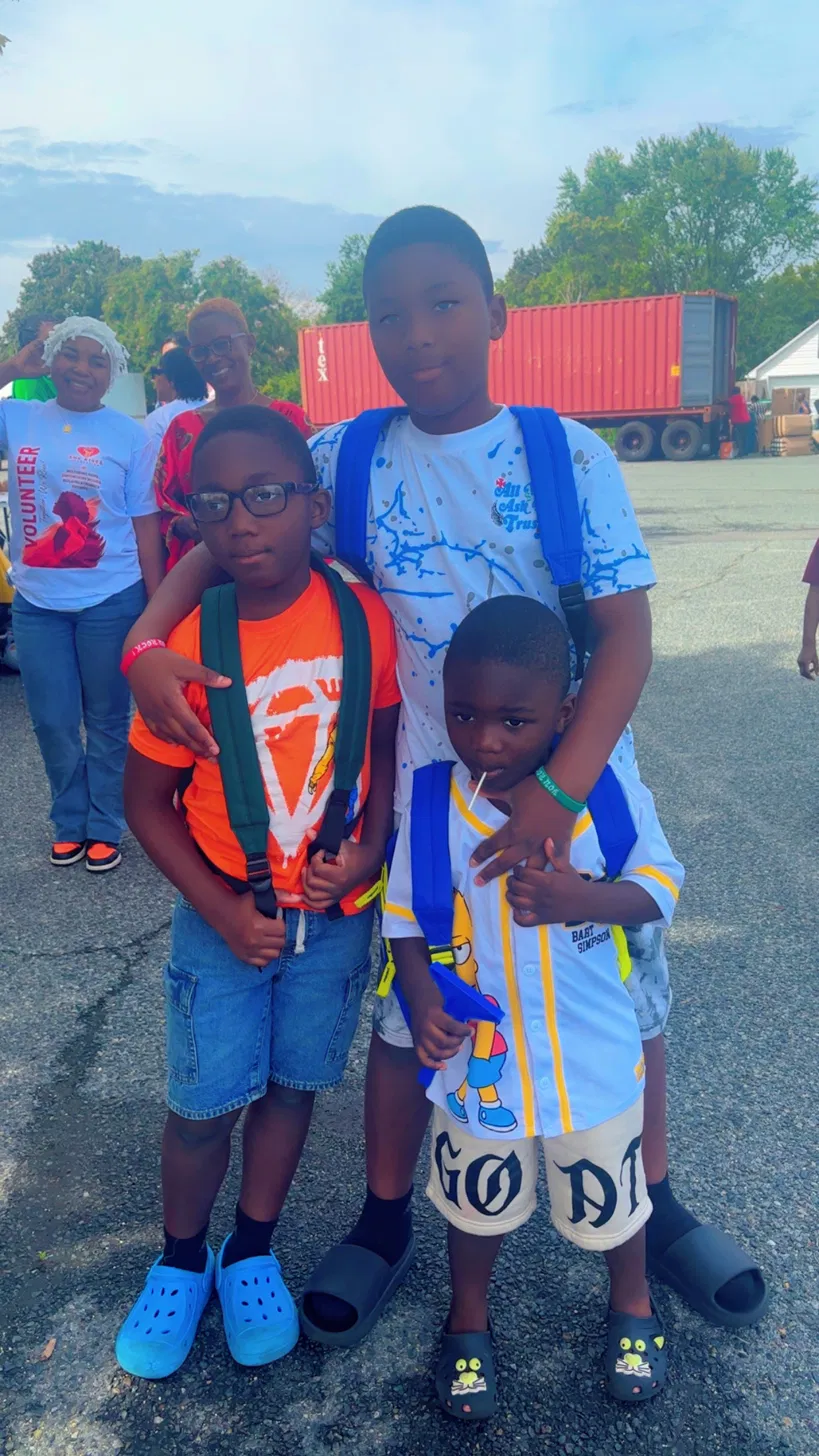 Children with backpacks